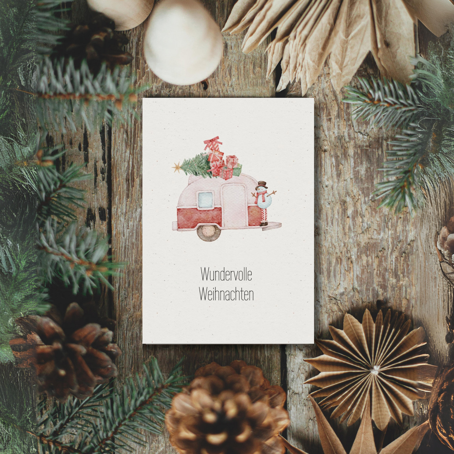 Klappkarte Weihnachten | Wundervolle Weihnachten für Camper
