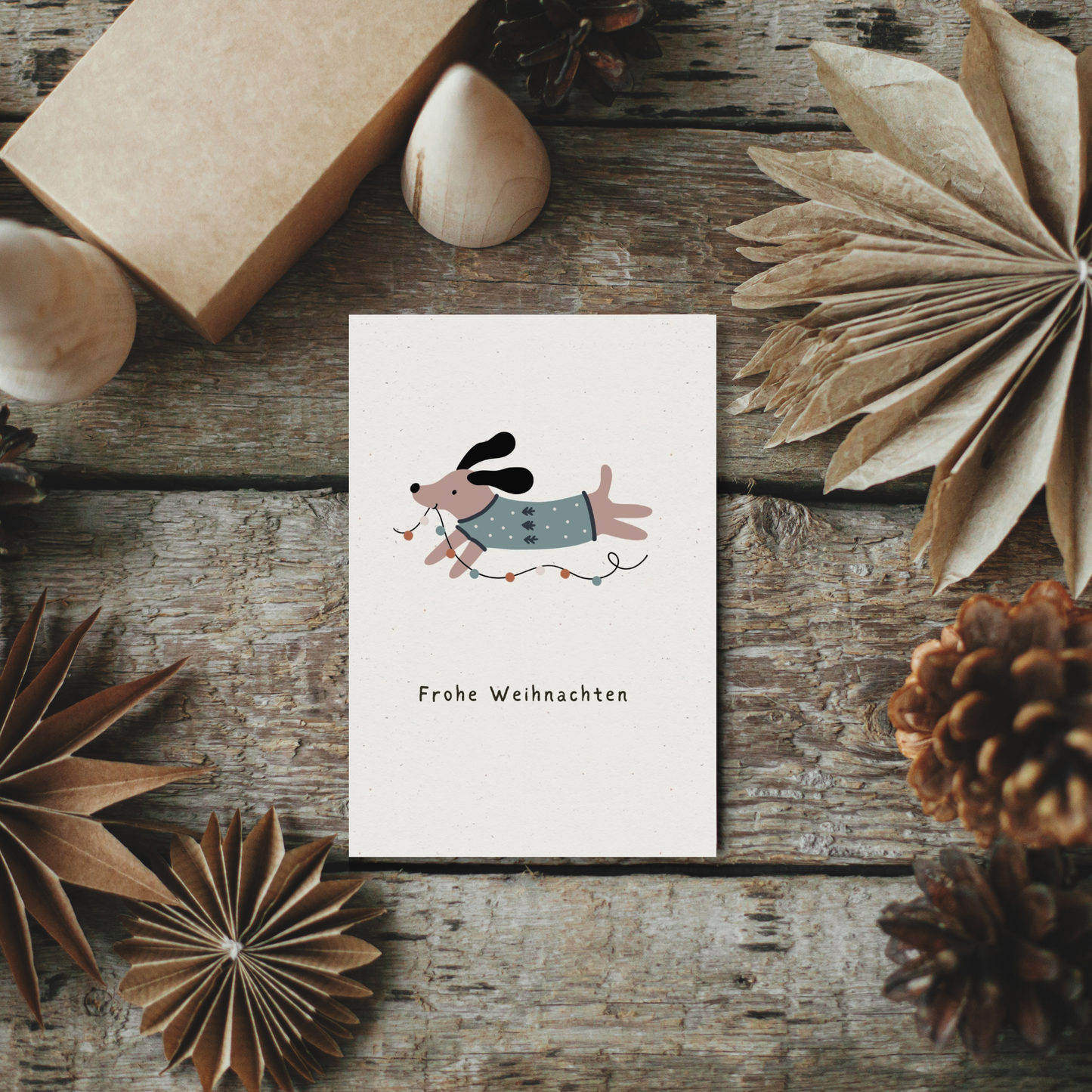 Klappkarte Weihnachten | Frohe Weihnachten mit Hund