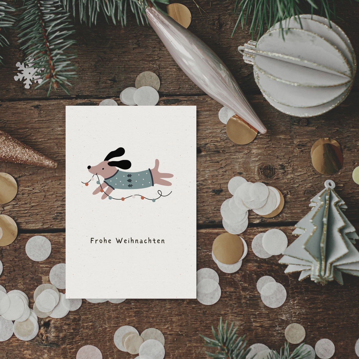 Klappkarte Weihnachten | Frohe Weihnachten mit Hund