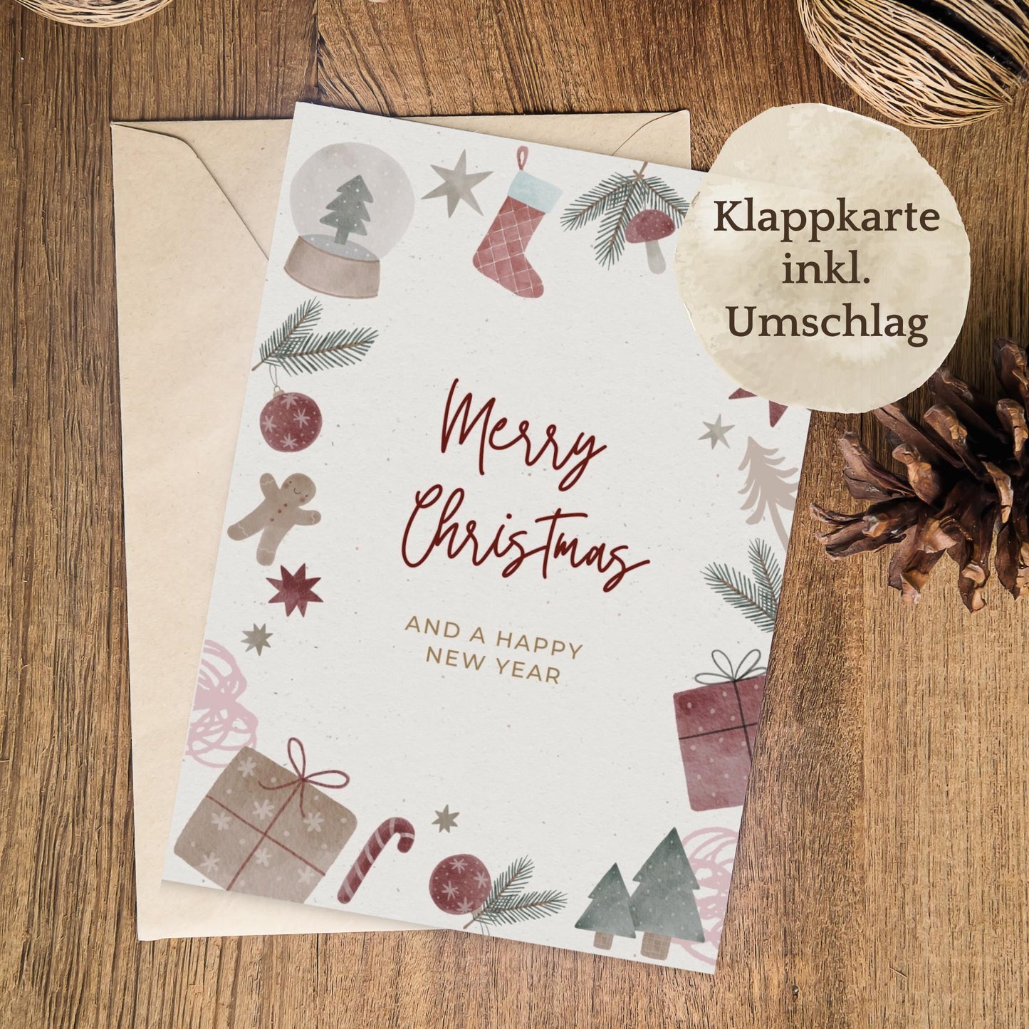 Klappkarte Weihnachten | Merry Christmas and a happy new year