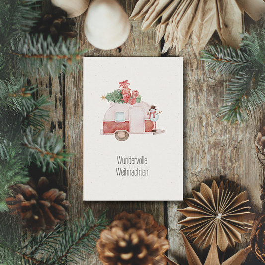 Klappkarte Weihnachten | Wundervolle Weihnachten für Camper