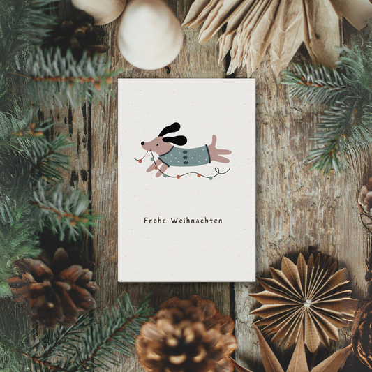 Klappkarte Weihnachten | Frohe Weihnachten mit Hund