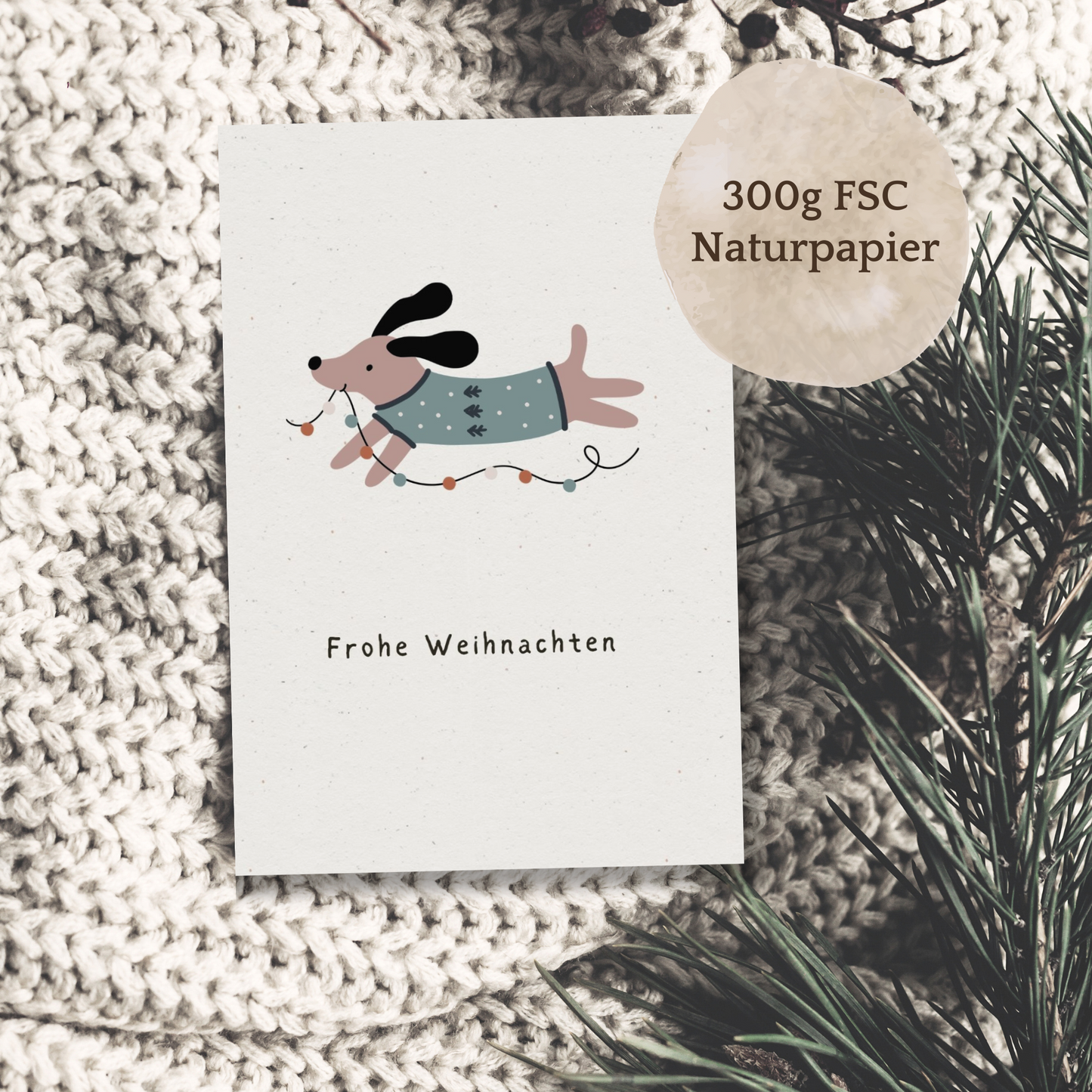 Klappkarte Weihnachten | Frohe Weihnachten mit Hund