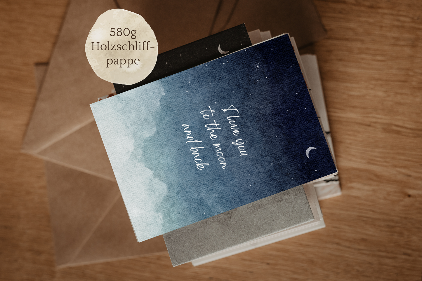 Postkarte | I love you to the moon and back