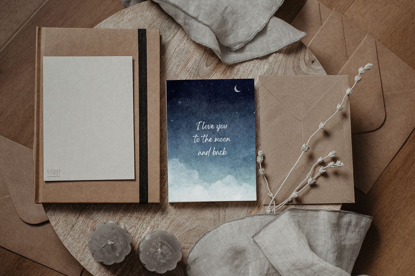 Postkarte | I love you to the moon and back