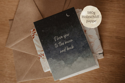 Postkarte | I love you to the moon and back