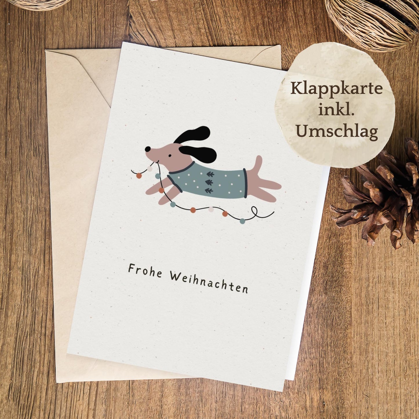 Klappkarte Weihnachten | Frohe Weihnachten mit Hund
